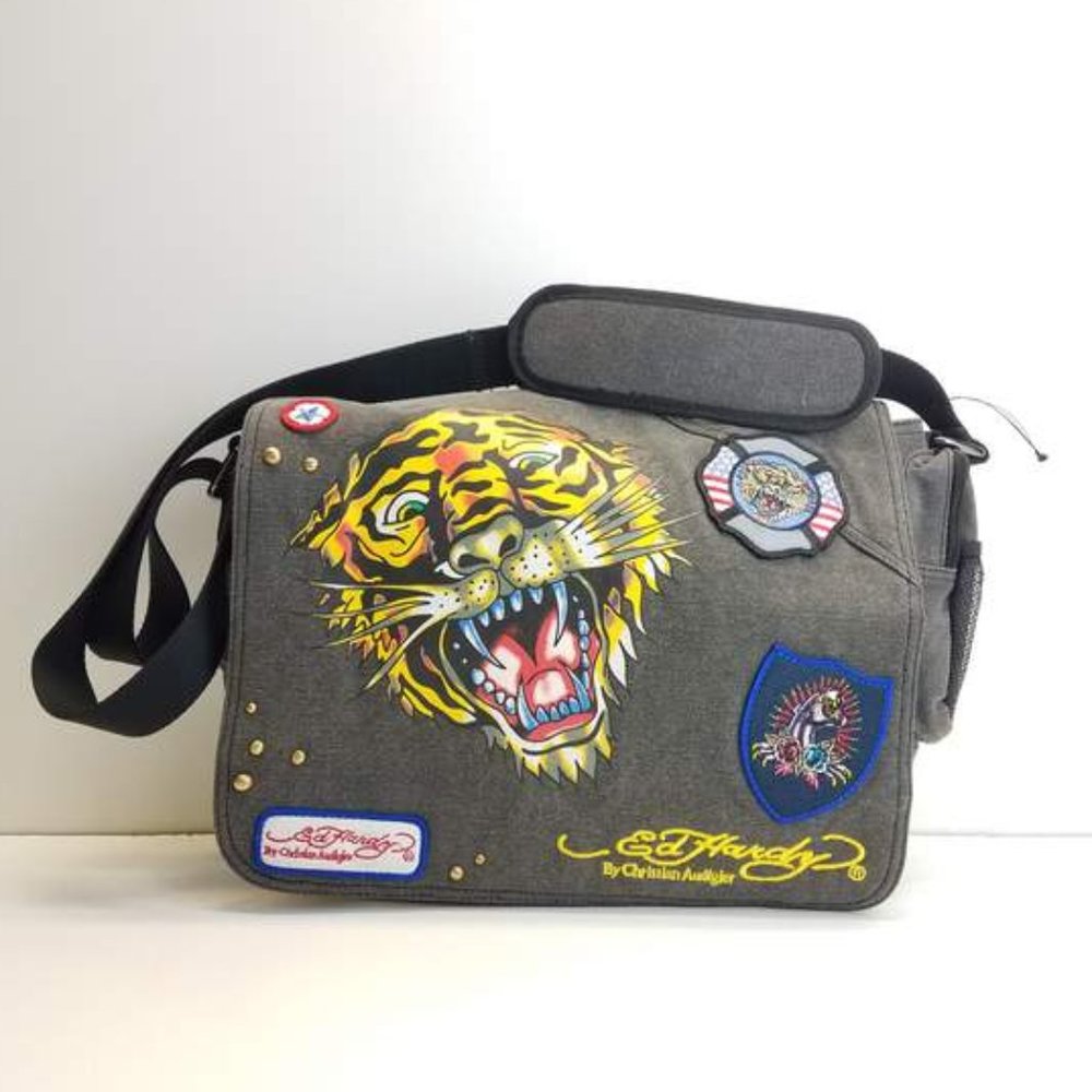(SOLD)Rare vintage Ed Hardy by Christian Audigier messenger or laptop bag (NWOT)